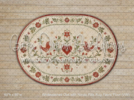 Whitewashed Oak with Nordic Folk Rug Fabric Floor (WM)