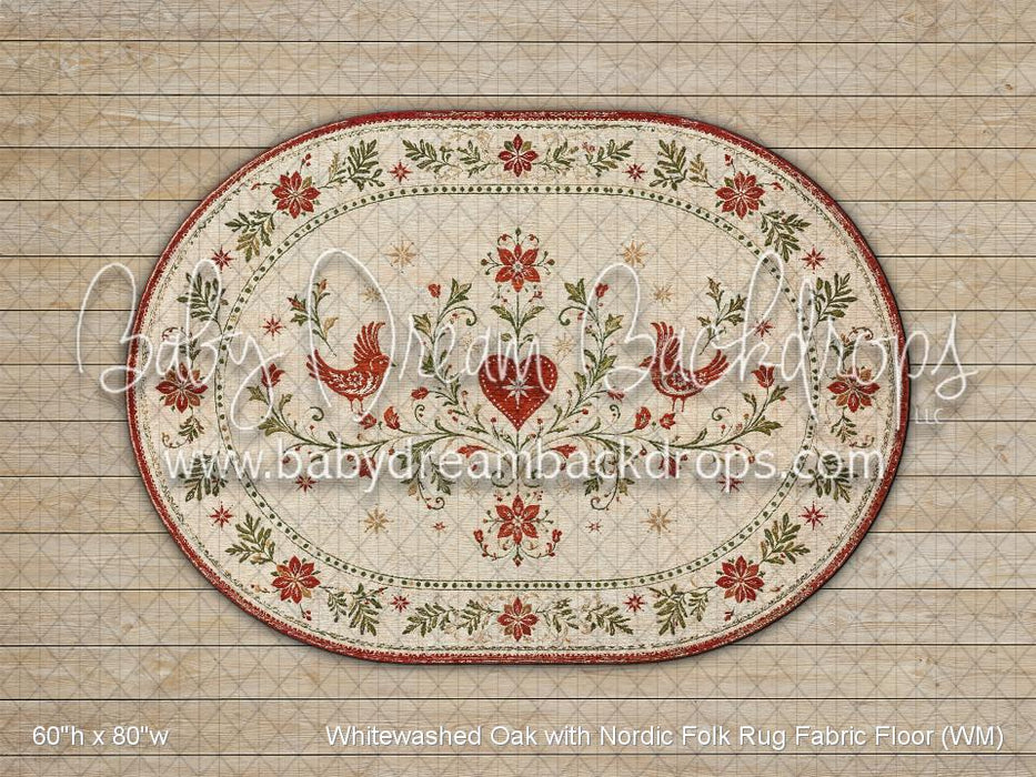 Whitewashed Oak with Nordic Folk Rug Fabric Floor (WM)