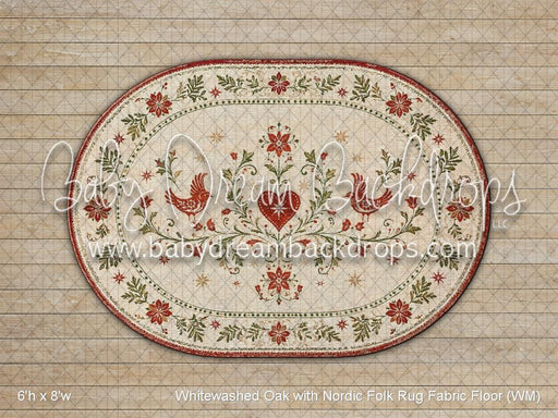 Whitewashed Oak with Nordic Folk Rug Fabric Floor (WM)