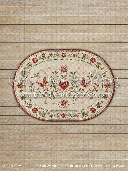 Whitewashed Oak with Nordic Folk Rug Fabric Floor (WM)