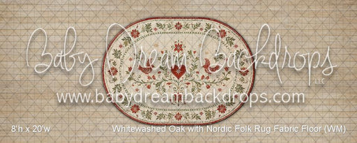Whitewashed Oak with Nordic Folk Rug Fabric Floor (WM)