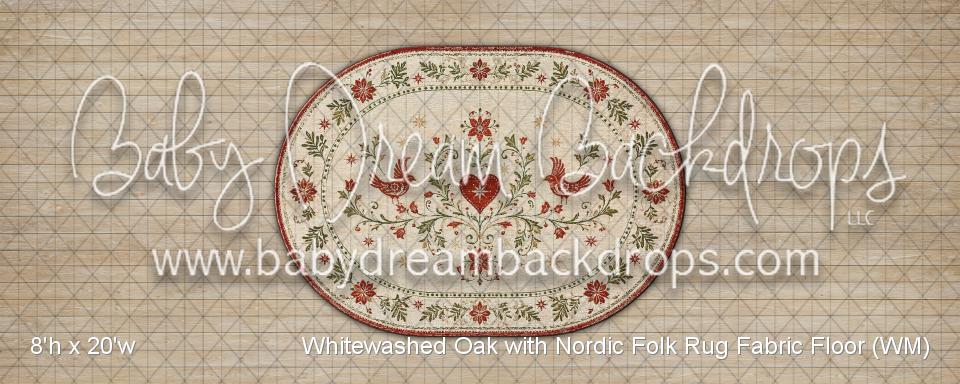 Whitewashed Oak with Nordic Folk Rug Fabric Floor (WM)