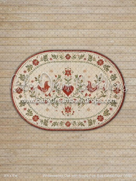 Whitewashed Oak with Nordic Folk Rug Fabric Floor (WM)