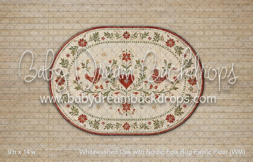 Whitewashed Oak with Nordic Folk Rug Fabric Floor (WM)