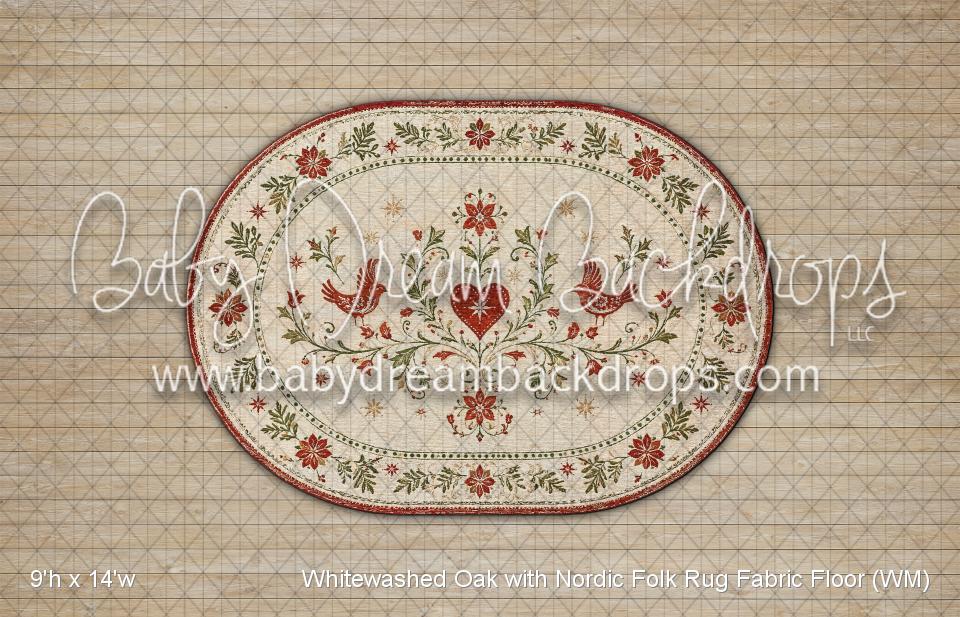 Whitewashed Oak with Nordic Folk Rug Fabric Floor (WM)