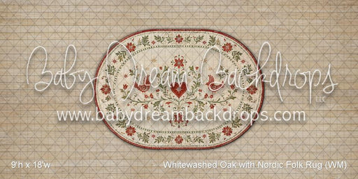 Whitewashed Oak with Nordic Folk Rug Fabric Floor (WM)