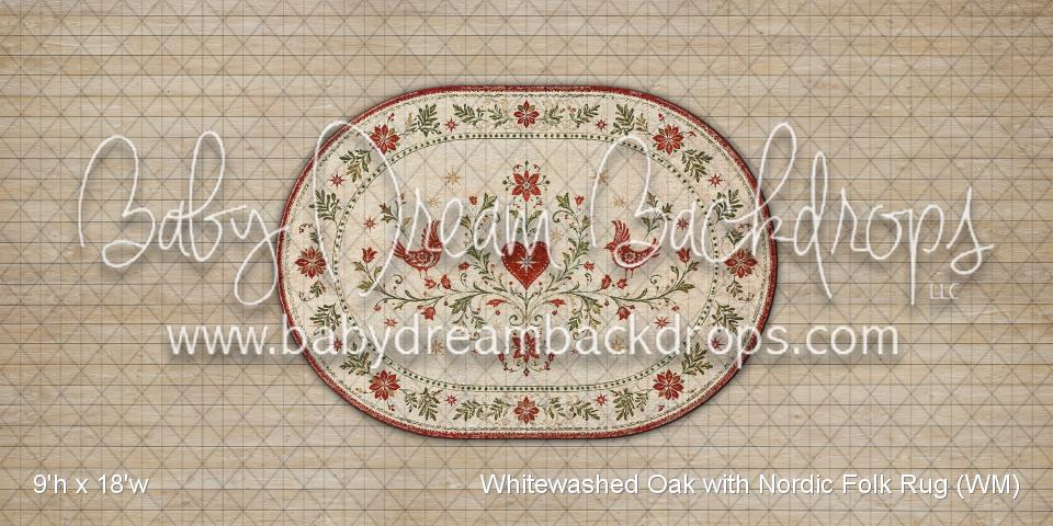 Whitewashed Oak with Nordic Folk Rug Fabric Floor (WM)