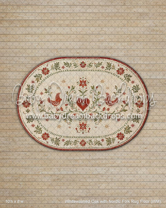 Whitewashed Oak with Nordic Folk Rug Fabric Floor (WM)