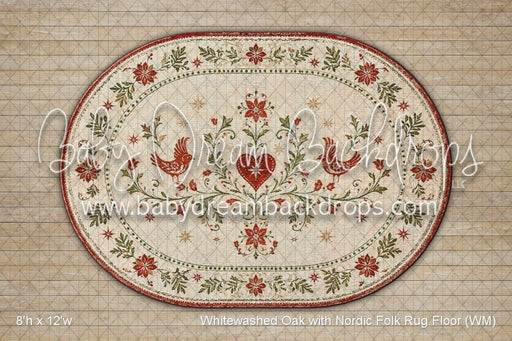 Whitewashed Oak with Nordic Folk Rug Fabric Floor (WM)