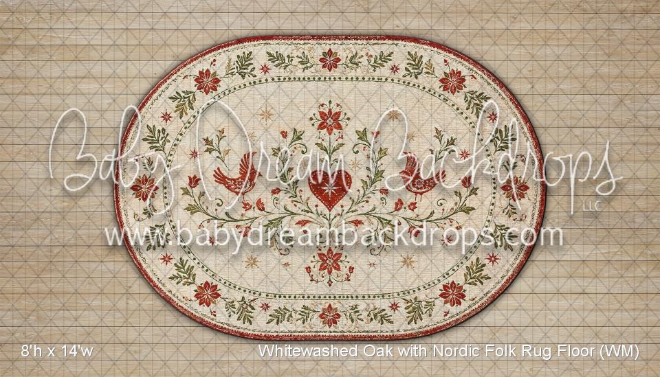 Whitewashed Oak with Nordic Folk Rug Fabric Floor (WM)