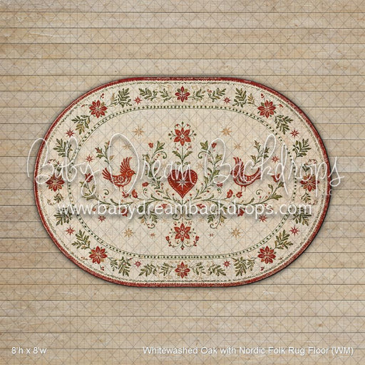 Whitewashed Oak with Nordic Folk Rug Fabric Floor (WM)