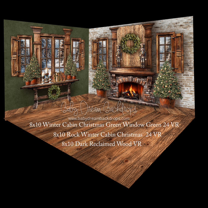 Winter Cabin Christmas Green Window Green 24 and Rock Winter Cabin Christmas  24 Room
