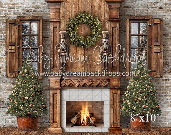 Winter Cabin Christmas White Fireplace 24 (VR)