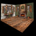 Winter Cabin Christmas Green Window Green 24 and Winter Cabin Christmas Green Fireplace 24 Fabric Room
