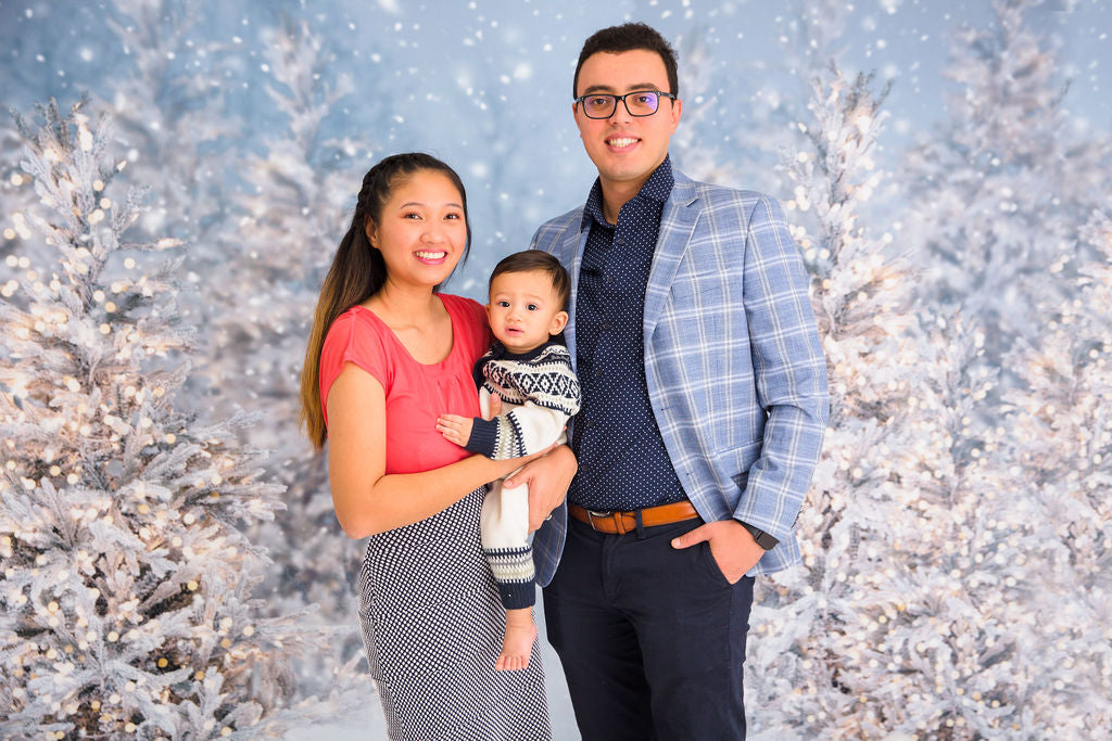 Christmas Trees in Snow with Lights (VR)