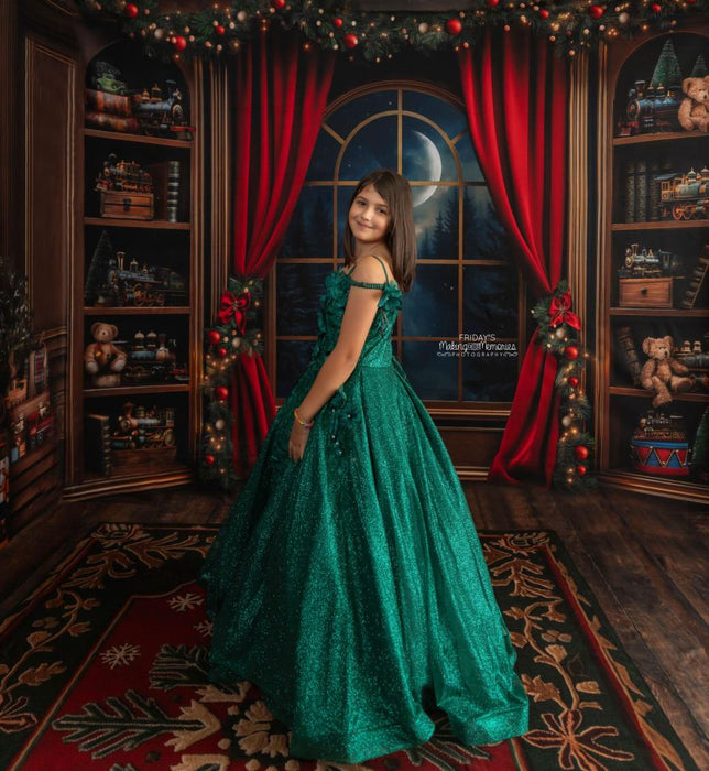 Room Cozy Caboose Fireplace + Cozy Caboose Nook + Archer Holiday Rug