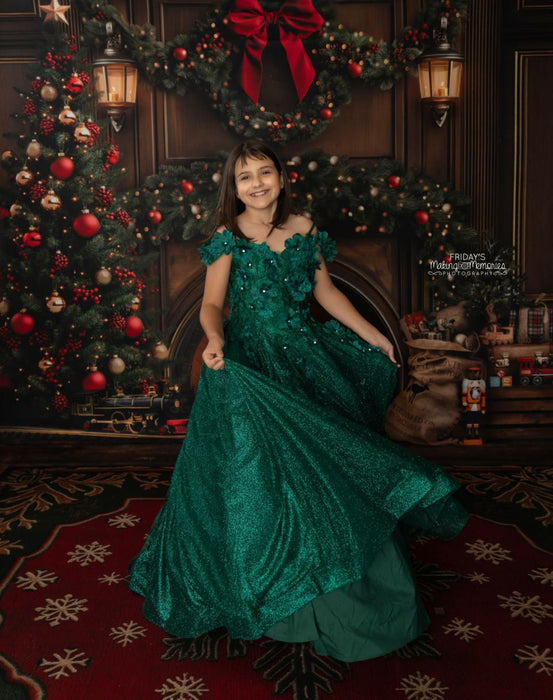 Room Cozy Caboose Fireplace + Cozy Caboose Nook + Archer Holiday Rug