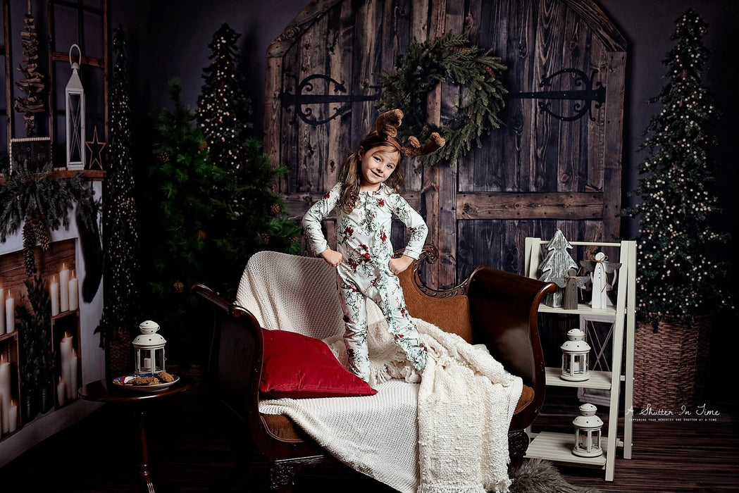 Black Rustic Grey Christmas Fabric Room