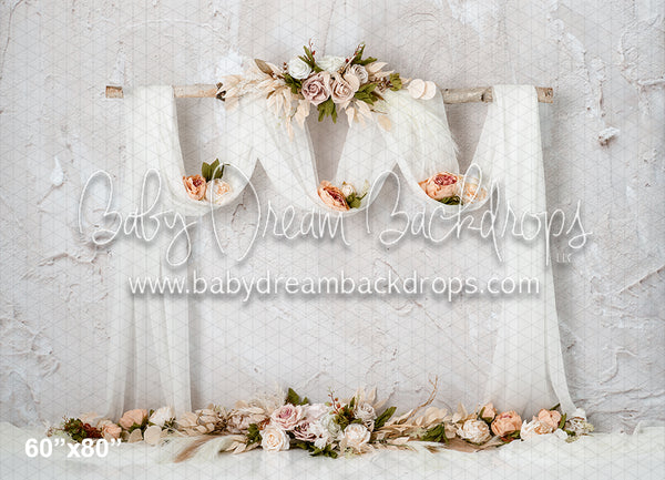 Floral Drapes with Textured Wall (RS)
