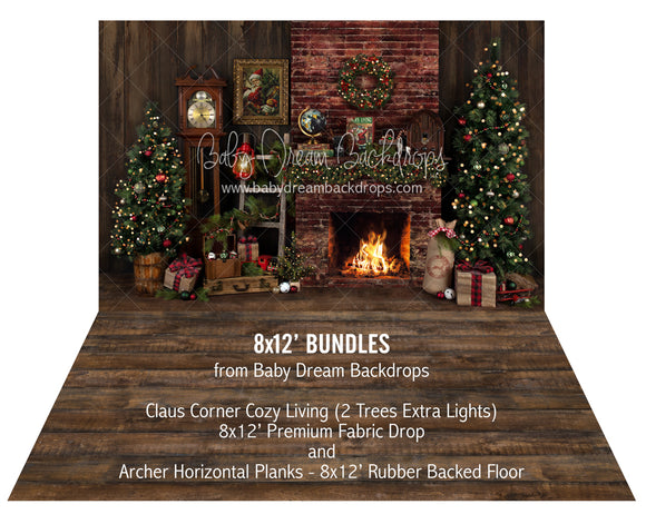 Claus Corner Cozy Living (2 Trees Extra Lights) and Archer Horizontal Planks