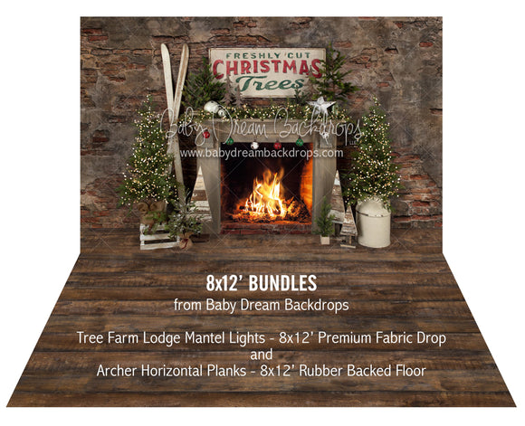 Tree Farm Lodge Mantel Lights and Archer Horizontal Planks