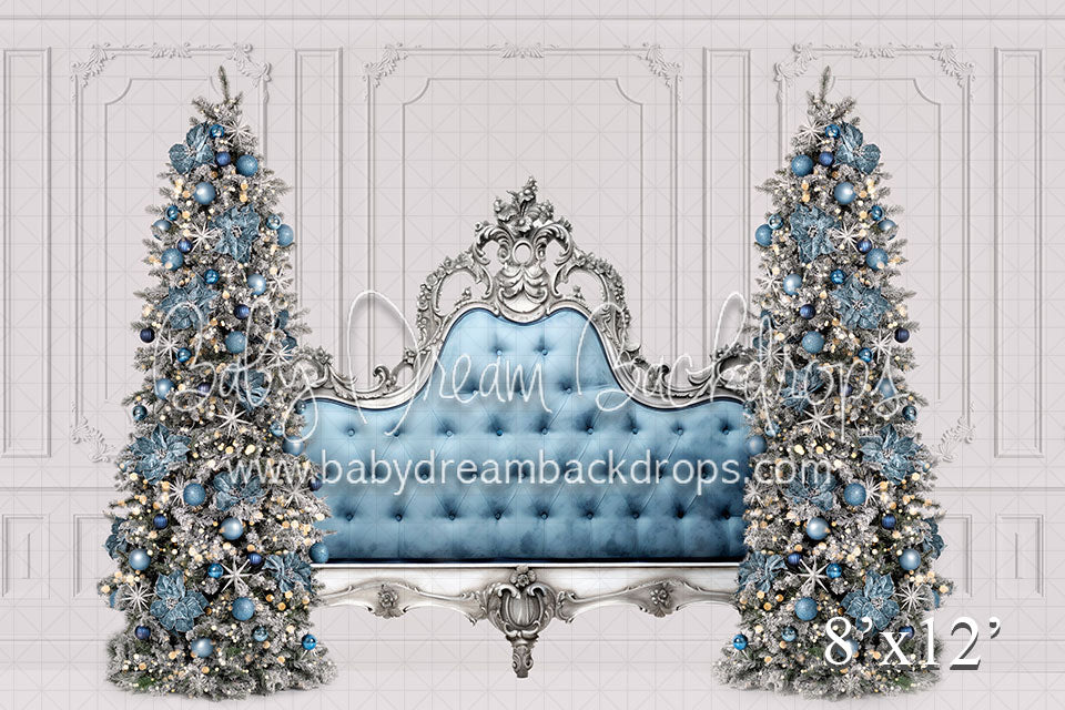 Blue Silver Tufted Headboard (VR)