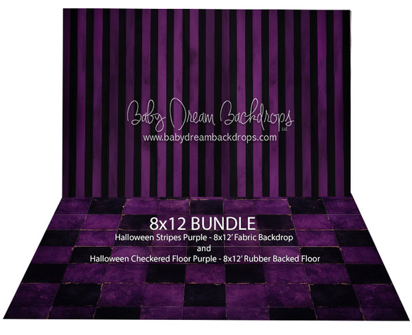 Halloween Stripes Purple + Halloween Checkered Floor Purple