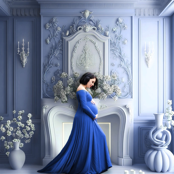 Light Blue Elegant Fireplace Digital Download