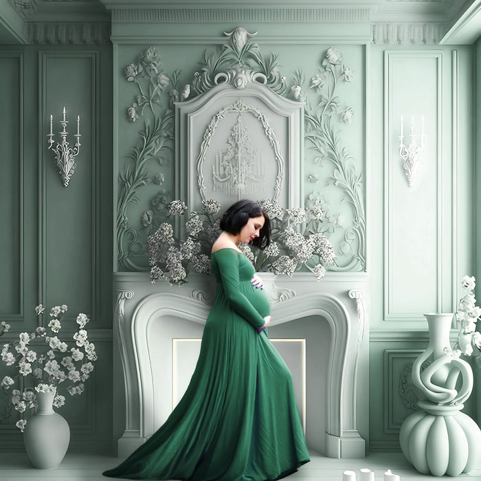 Light Blue Elegant Fireplace Digital Download