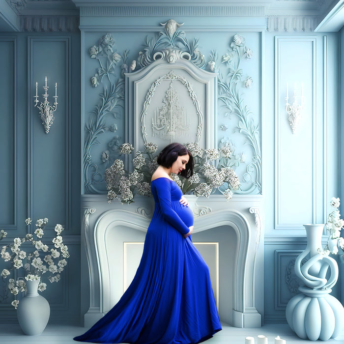 Light Blue Elegant Fireplace Digital Download