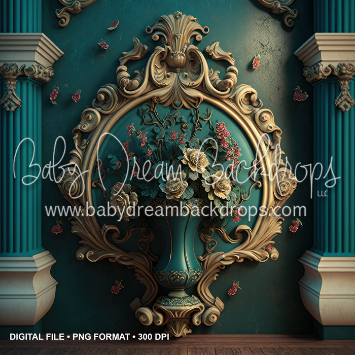 Antique Wall Teal Digital Download