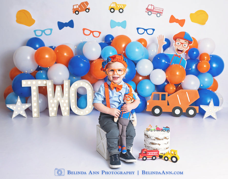 Orange Blue Balloons Nerdy Construction TWO (BA)