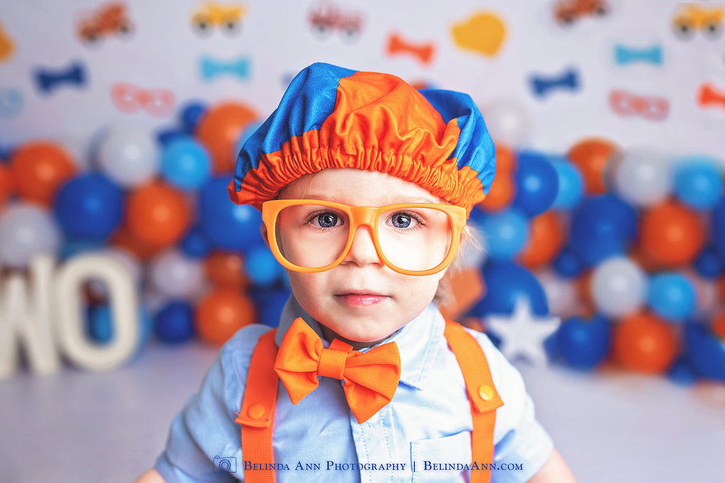 Orange Blue Balloons Nerdy Construction TWO (BA)
