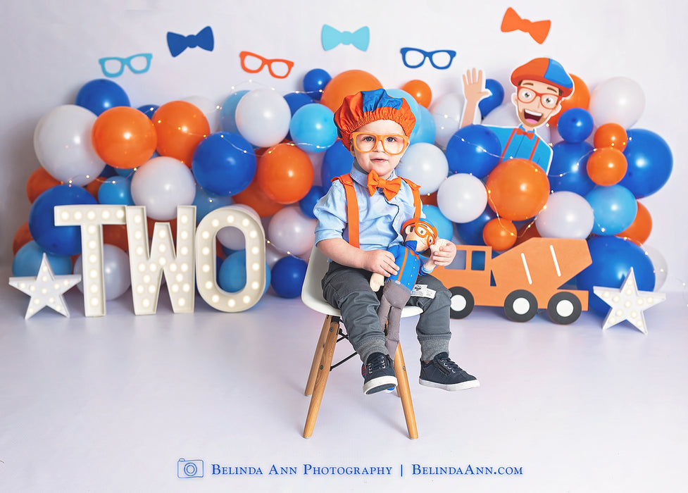 Orange Blue Balloons Nerdy Construction TWO (BA)