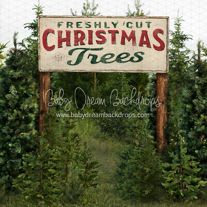 X Drop backyard tree farm sign