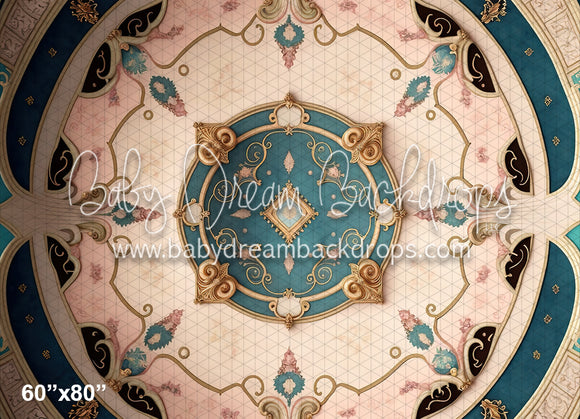 Beautiful Turquoise detailed Ballroom Floor Fabric Drop (MD)