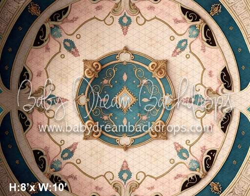 Beautiful Turquoise detailed Ballroom Floor Fabric Drop (MD)