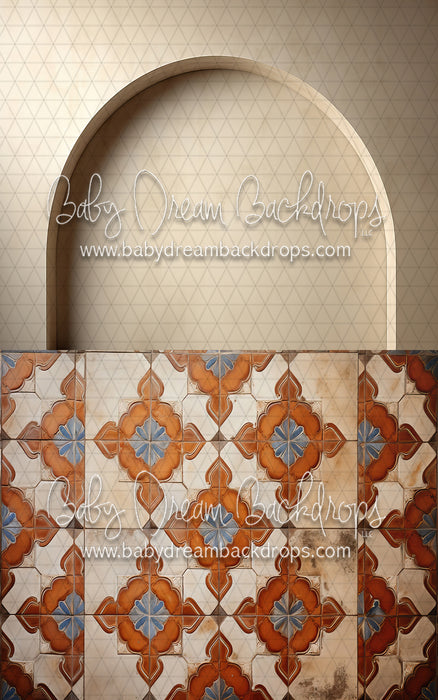 Beige Arch Wall 1 Flipped, Spanish Tile Sweep (MD)