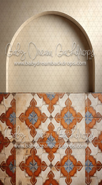 X Drop Beige Arch Wall 1, Spanish Tile Sweep (MD)