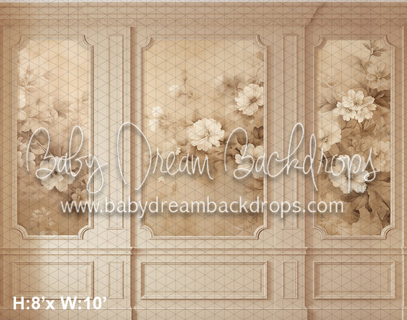 Beige Floral Wainscoting (AZ)