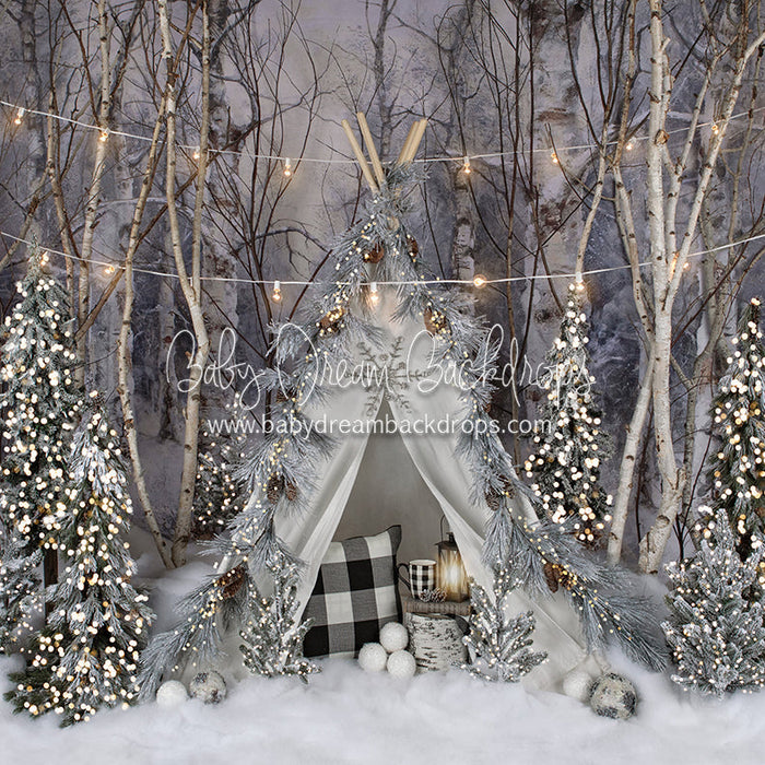 X Drop believe in birch frosty tent lights