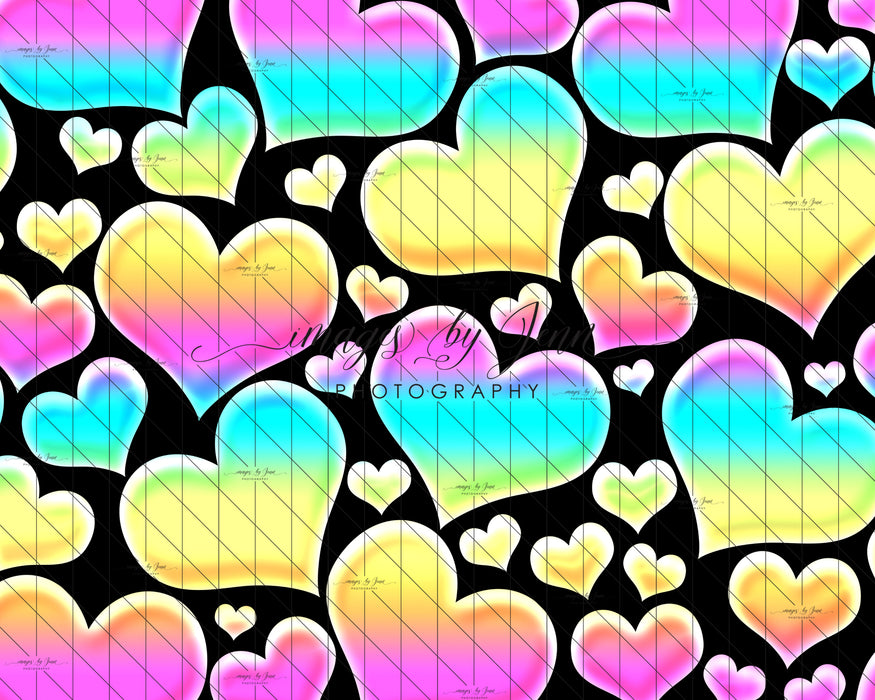 Big Rainbow Hearts Black (JG)