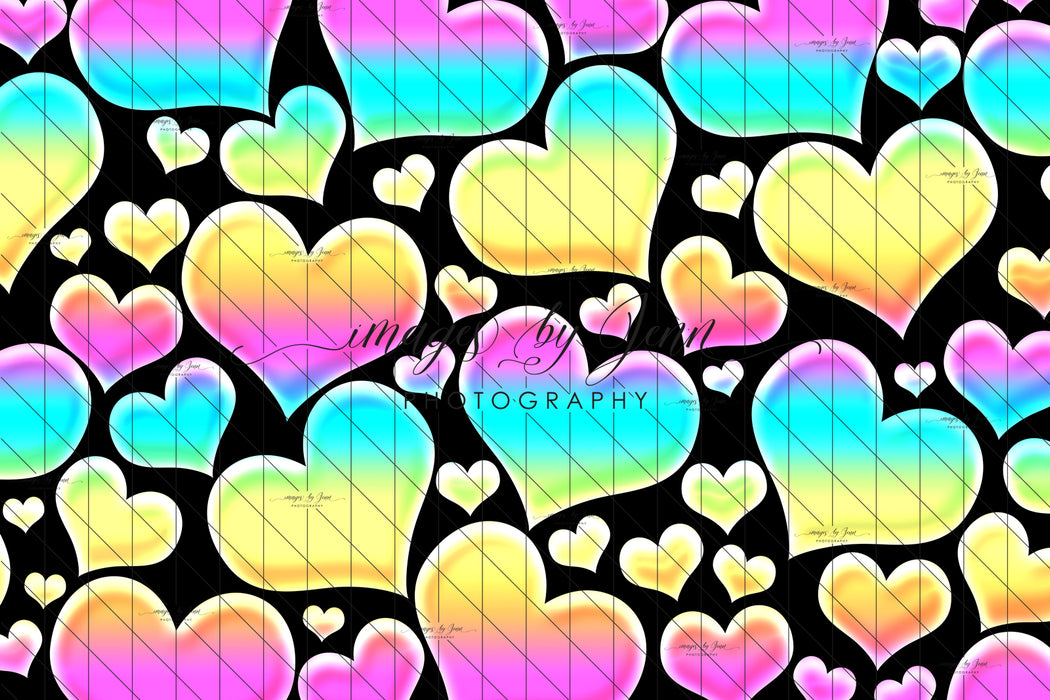 Big Rainbow Hearts Black (JG)