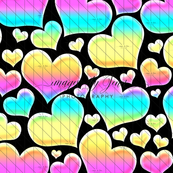 Big Rainbow Hearts Black (JG)