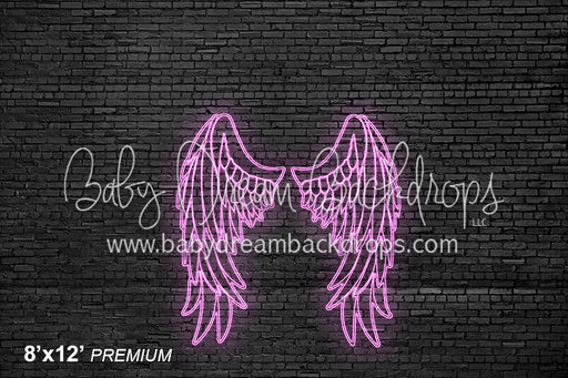 Black Metal Brick with Pink Neon Wings