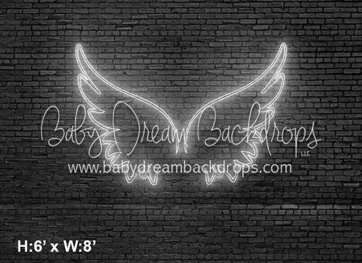 Black Metal Brick with Neon Wings White