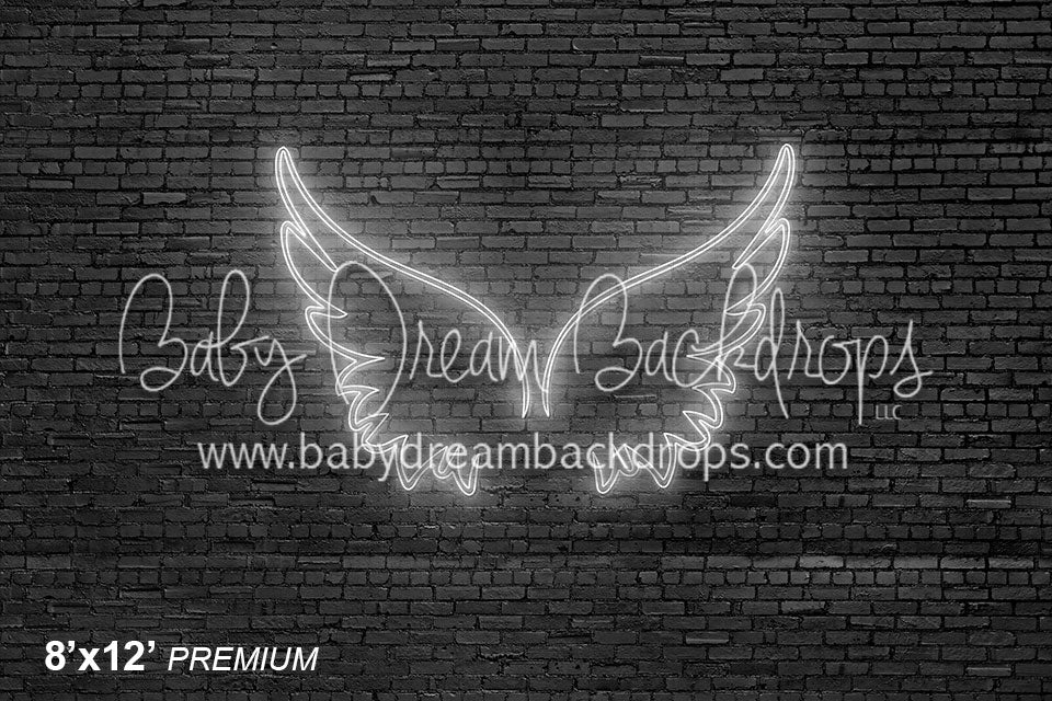 Black Metal Brick with Neon Wings White