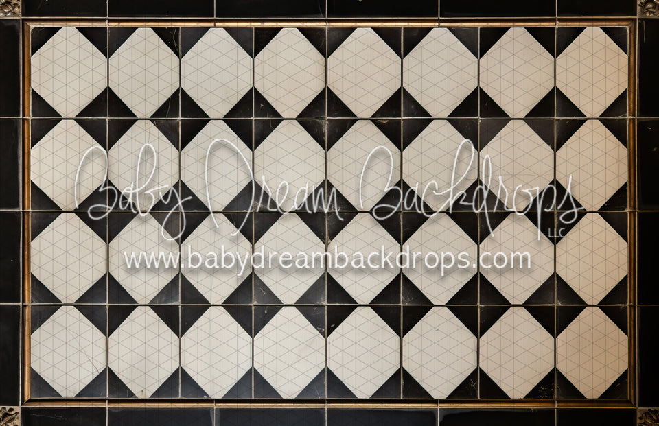 Black and Gold Old World Tile Floor (MD)
