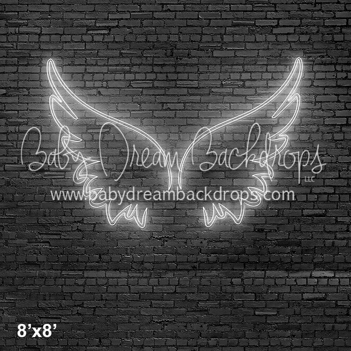 X Drop black metal brick with neon wings white