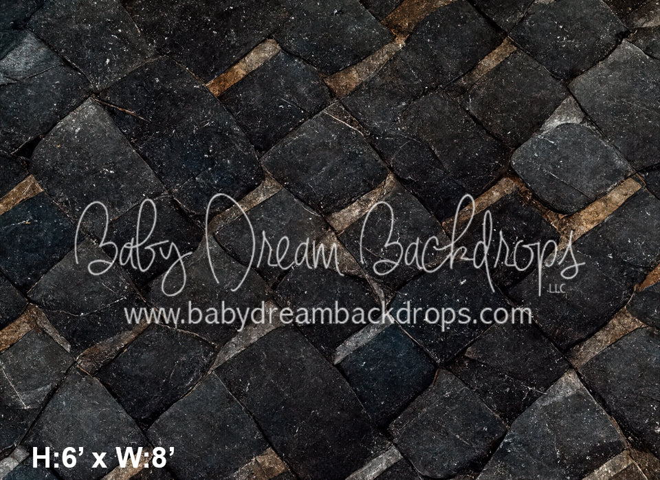 Black Stone Floor Fabric Drop (MD)